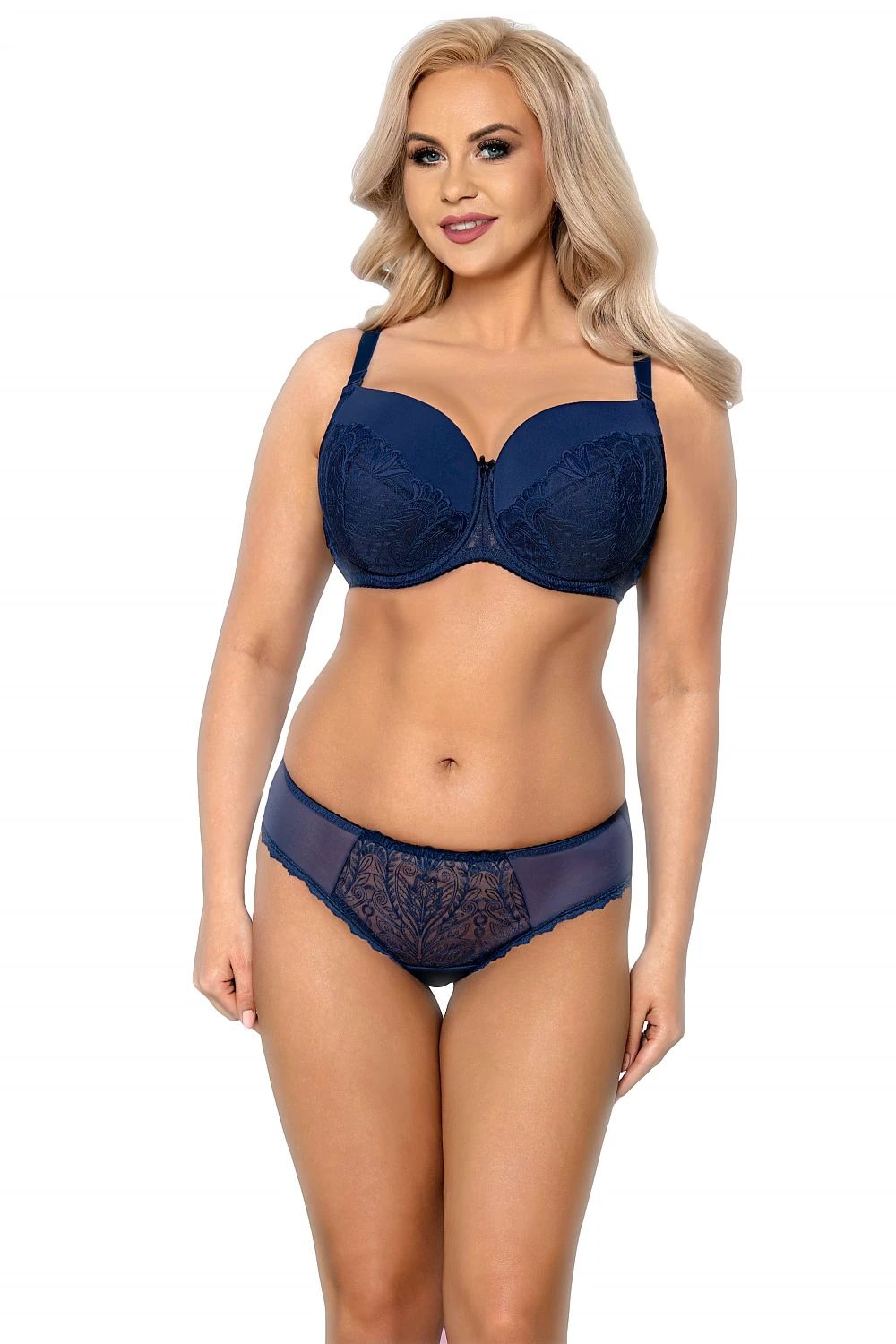 Embroidered Briefs with Lace Trim
