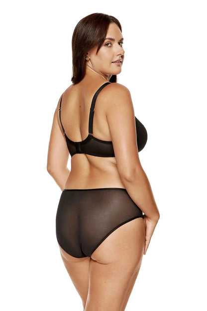 Shimmer-Embroidered Tulle Panties – Black