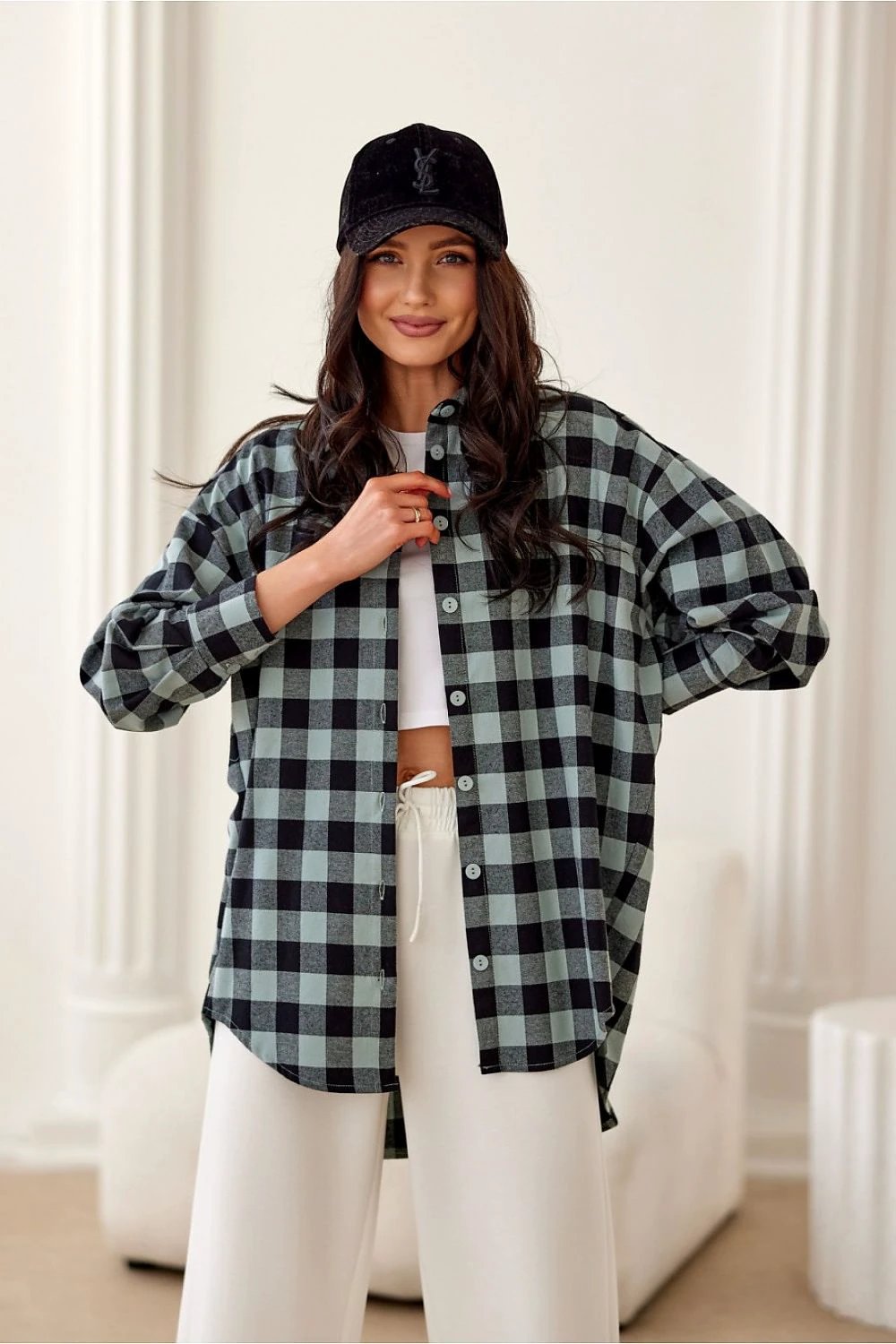 Roco Fashion Women's Long Sleeve Shirt - 100% Cotton Comfort with Elongated Back Design by Roco Fashion