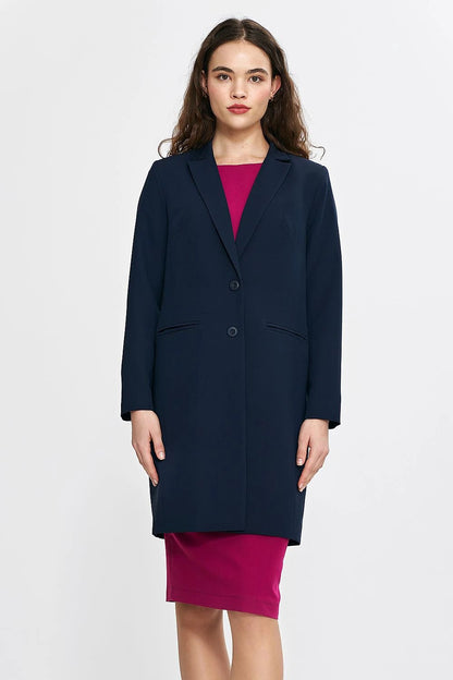 Nife Women's Elegant Knee-Length Blazer - Stylish Loose Cut with Comfortable Lining and Timeless Design by Nife
