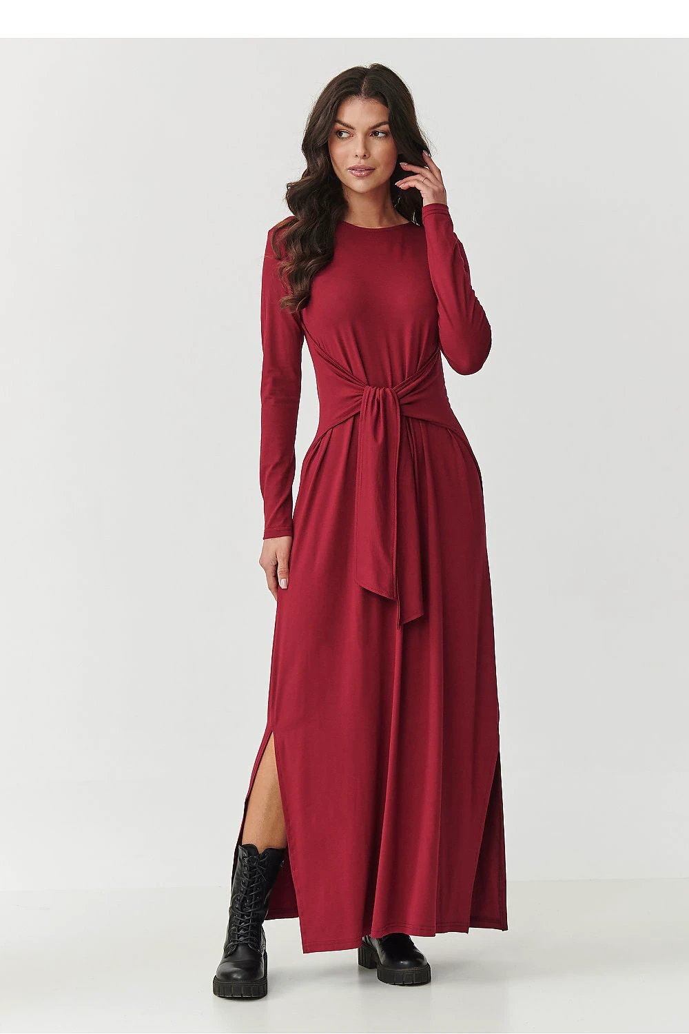 Makadamia Daydress Makadamia - Comfortable Brown Viscose Maxi Dress with Waist Tie by Makadamia