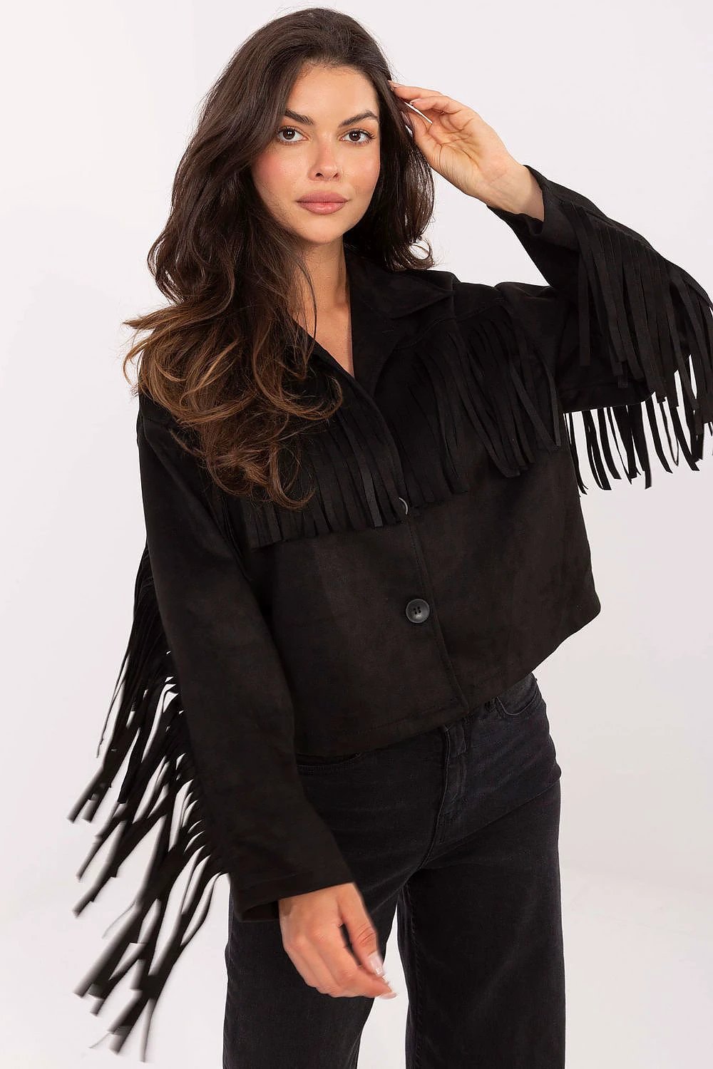 Jacket Factory Women's Short Fringed Transitional Jacket - Trendy Design with Comfortable Polyester Blend for Everyday Wear by Factory Price