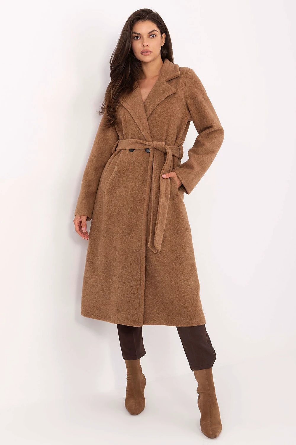 Coat Factory Long Boucle Women's Coat - Stylish Autumn/Winter Essential With Varied Texture And Lapels by Factory Price