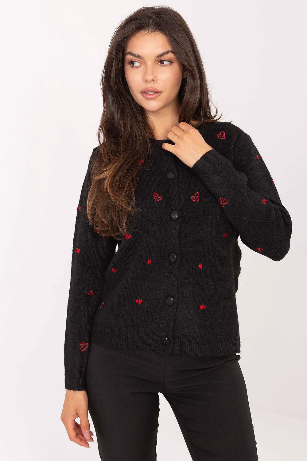 Cardigan Factory Women's Long Sleeve Embroidered Heart Cardigan - Soft Warm Blend For Casual Everyday Styling by Factory Price