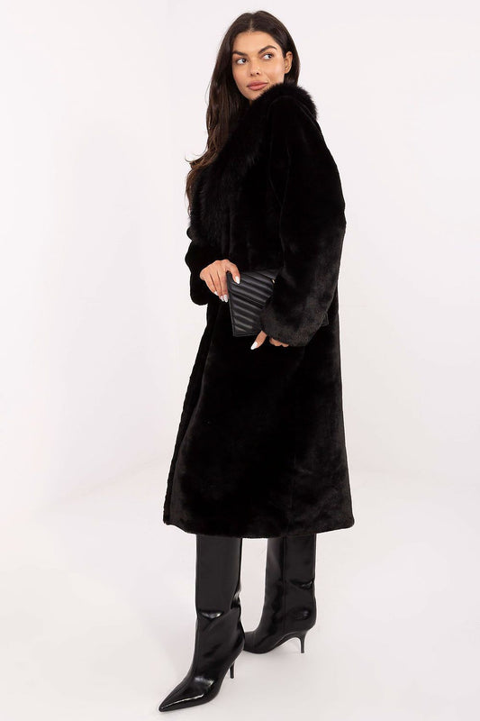 Coat Factory Long Fur-Trimmed Women's Polyester Coat - Elegant Autumn-Winter Style with Functionality by Factory Price