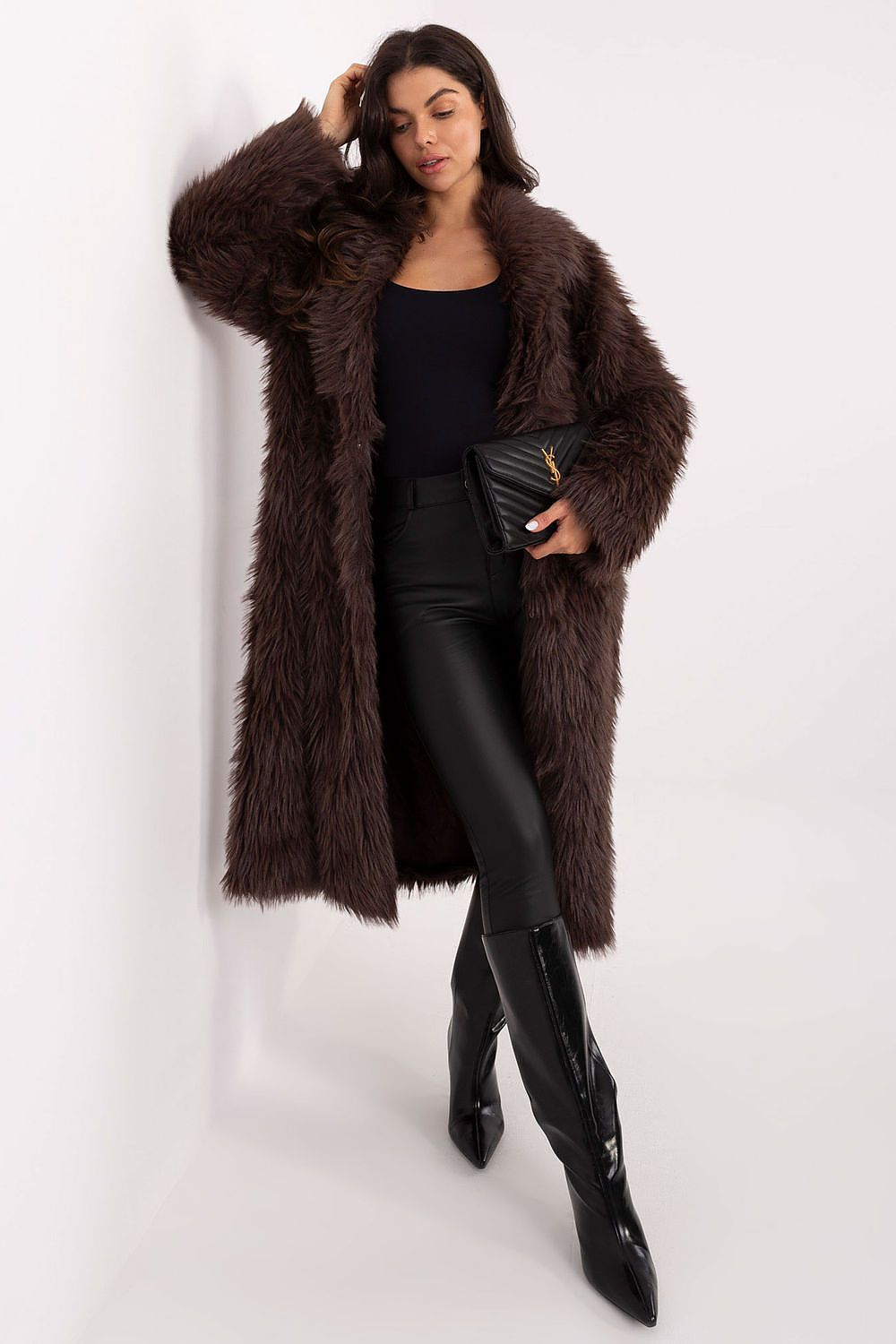 Coat Factory Women's Long Fur Coat - High-Quality Polyester for Everyday Elegance and Comfort by Factory Price
