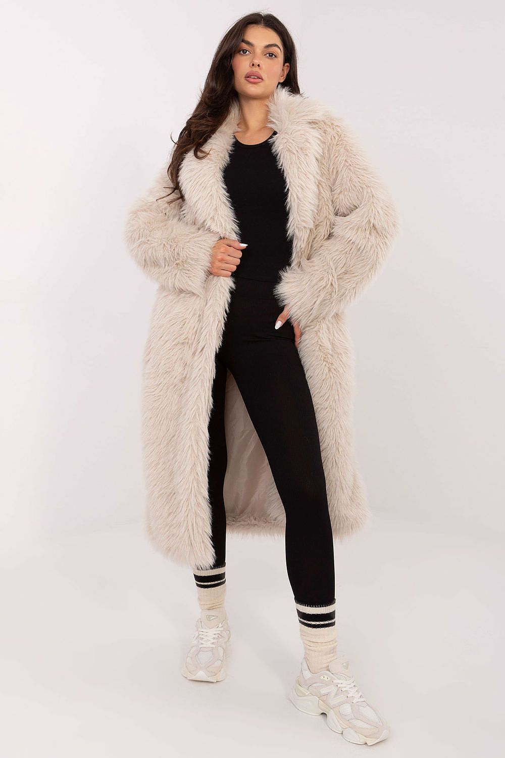 Coat Factory Women's Long Fur Coat - High-Quality Polyester for Everyday Elegance and Comfort by Factory Price