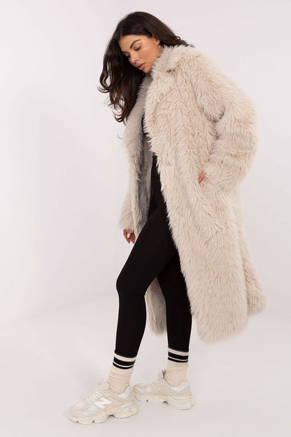 Coat Factory Women's Long Fur Coat - High-Quality Polyester for Everyday Elegance and Comfort by Factory Price