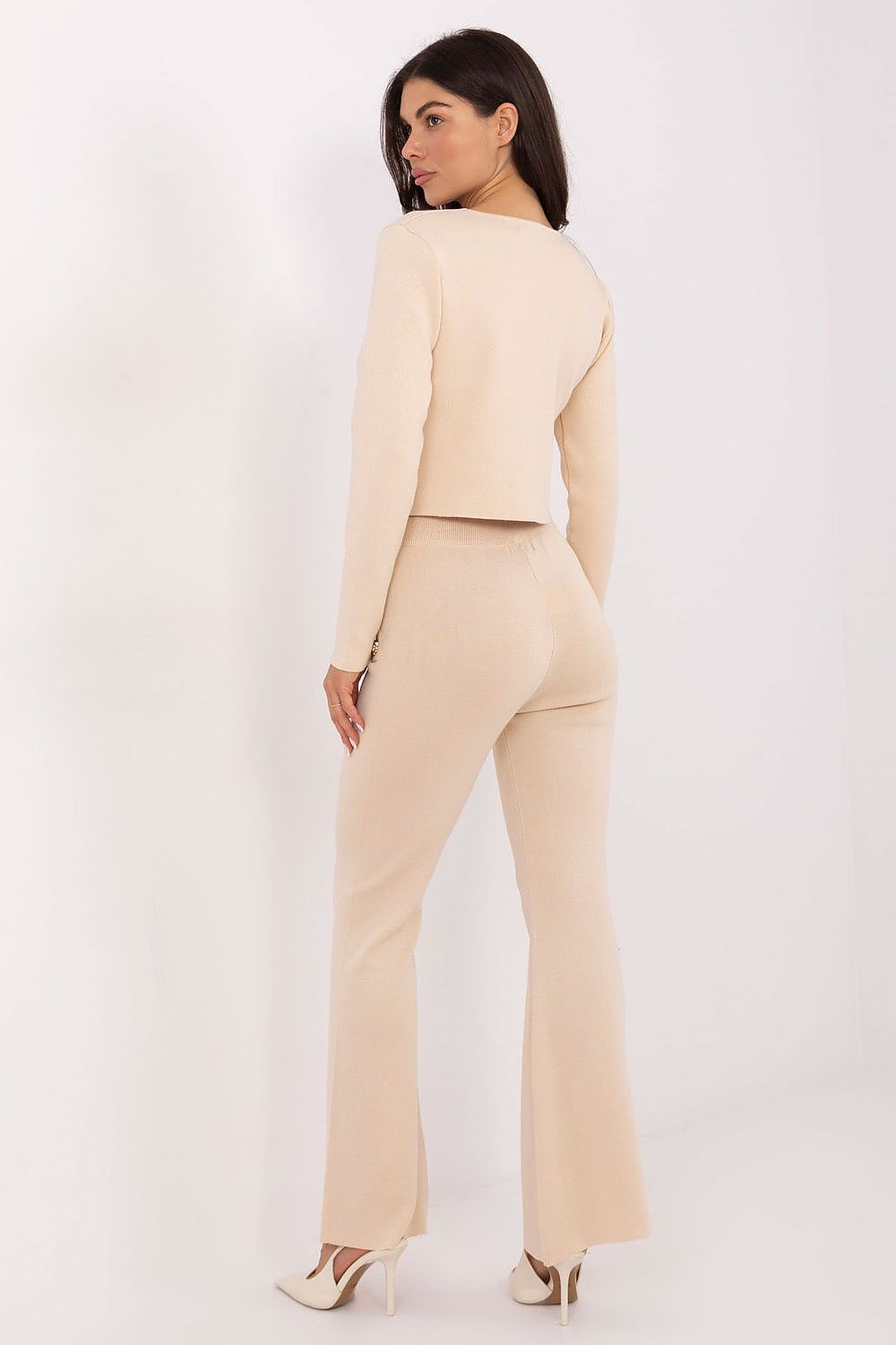 Set Factory Elegant Women's V-Neck Sweater and Pants Set - Soft Viscose Polyester for Everyday Comfort by Factory Price