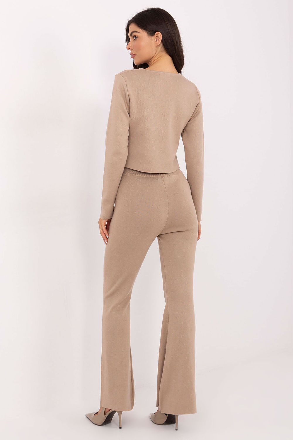 Set Factory Elegant Women's V-Neck Sweater and Pants Set - Soft Viscose Polyester for Everyday Comfort by Factory Price