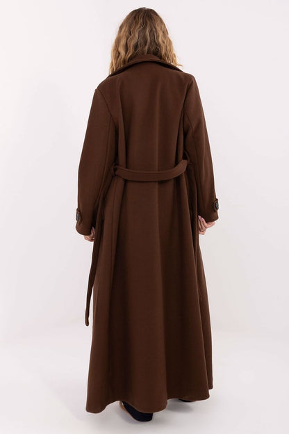 Coat Factory Women's Long Polyester Coat - Elegant Design with Lapels and Double-Breasted Closure for Transitional Seasons by Factory Price