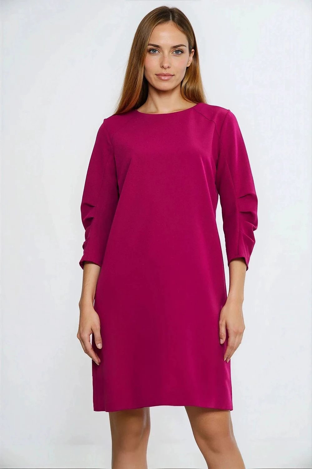 Nife Daydress - Relaxed Fit A-Line Silhouette with Round Neck and 3/4 Sleeves for Comfort and Versatility by Nife