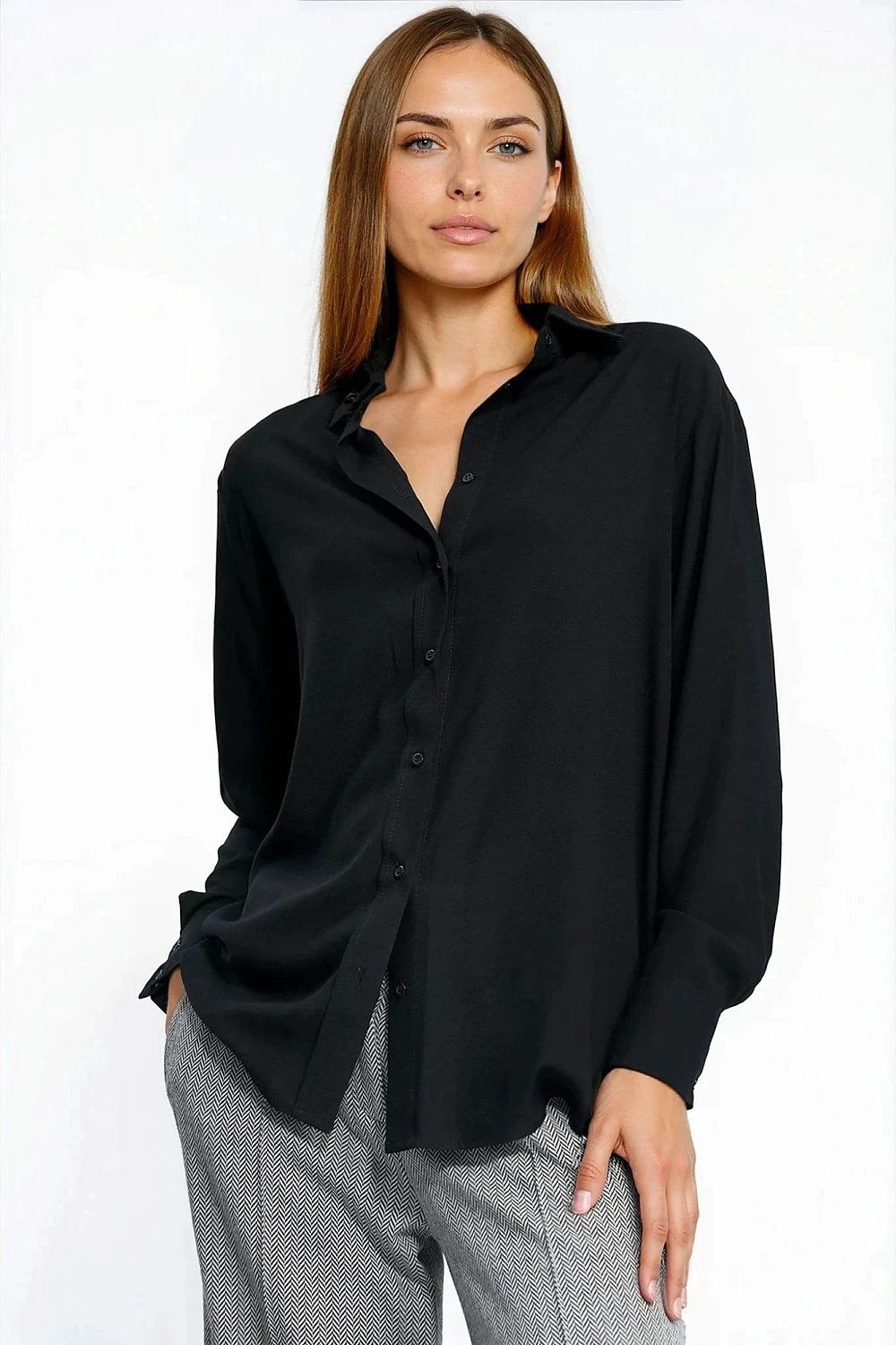 Collared Long-Sleeve Viscose Shirt — product view 11