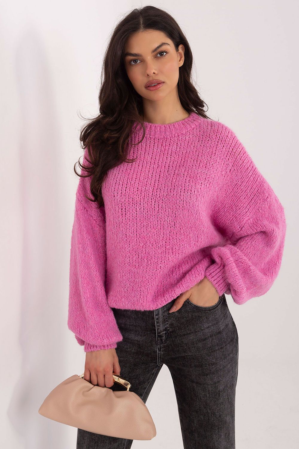 Italy Moda Puff-Sleeve Sweater – Gray – Style 222781 – view 4