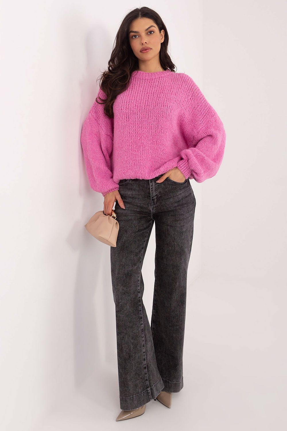 Italy Moda Puff-Sleeve Sweater – Gray – Style 222781 – view 5