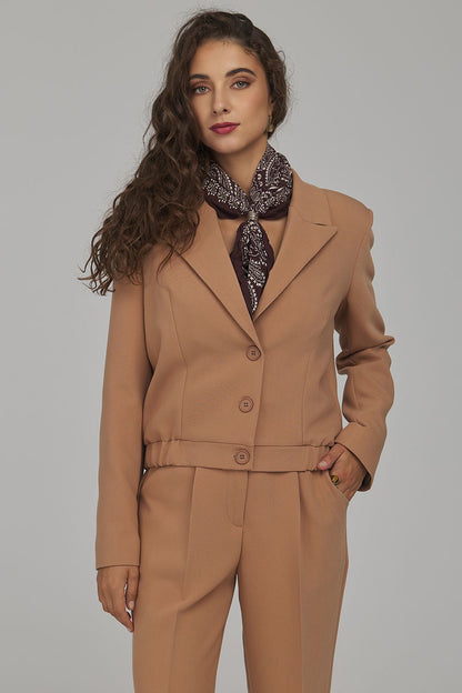 Button-Front Tailored Blazer – Brown — product view 1