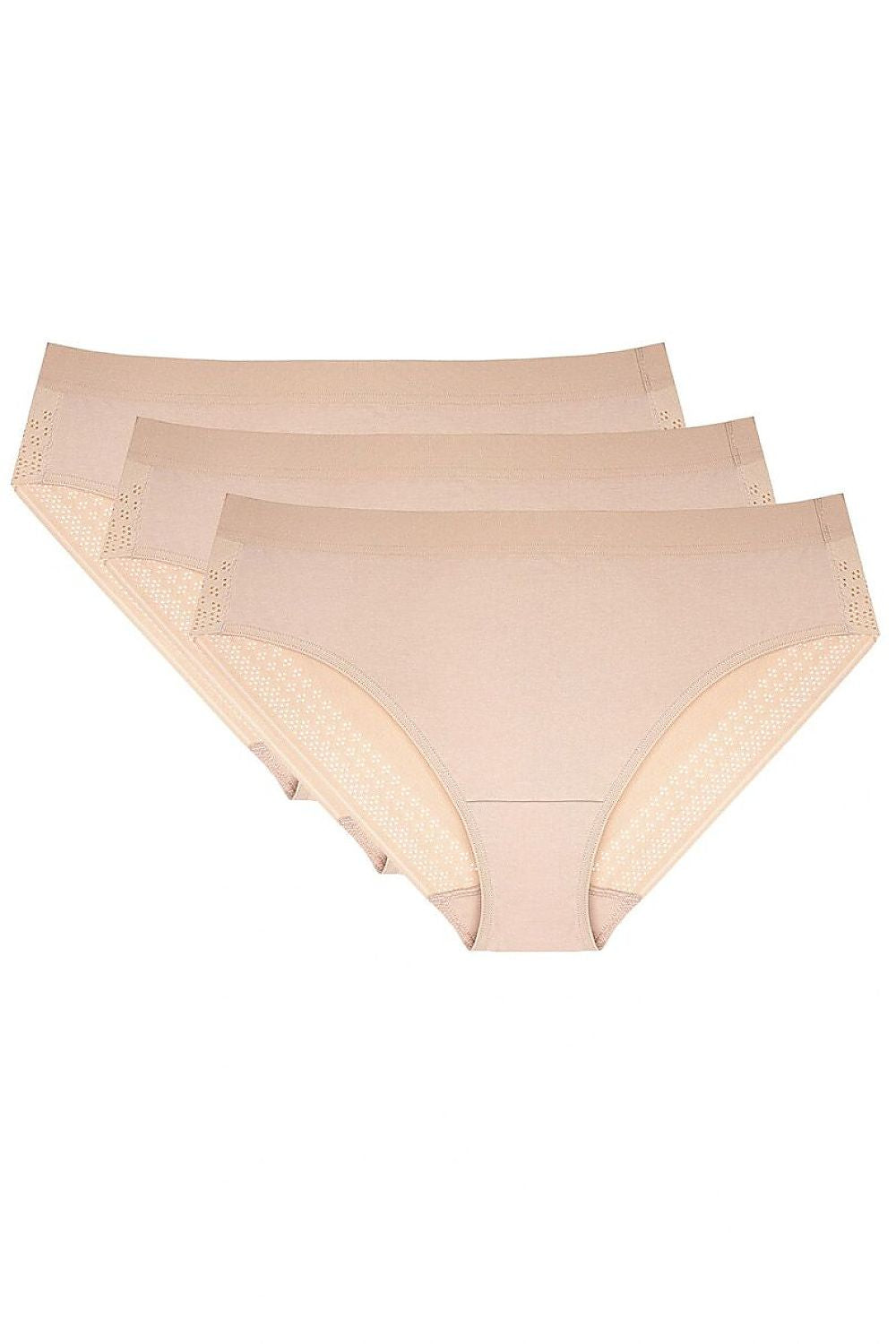 Beige Side-Lace Panties — Three-Pack — beige