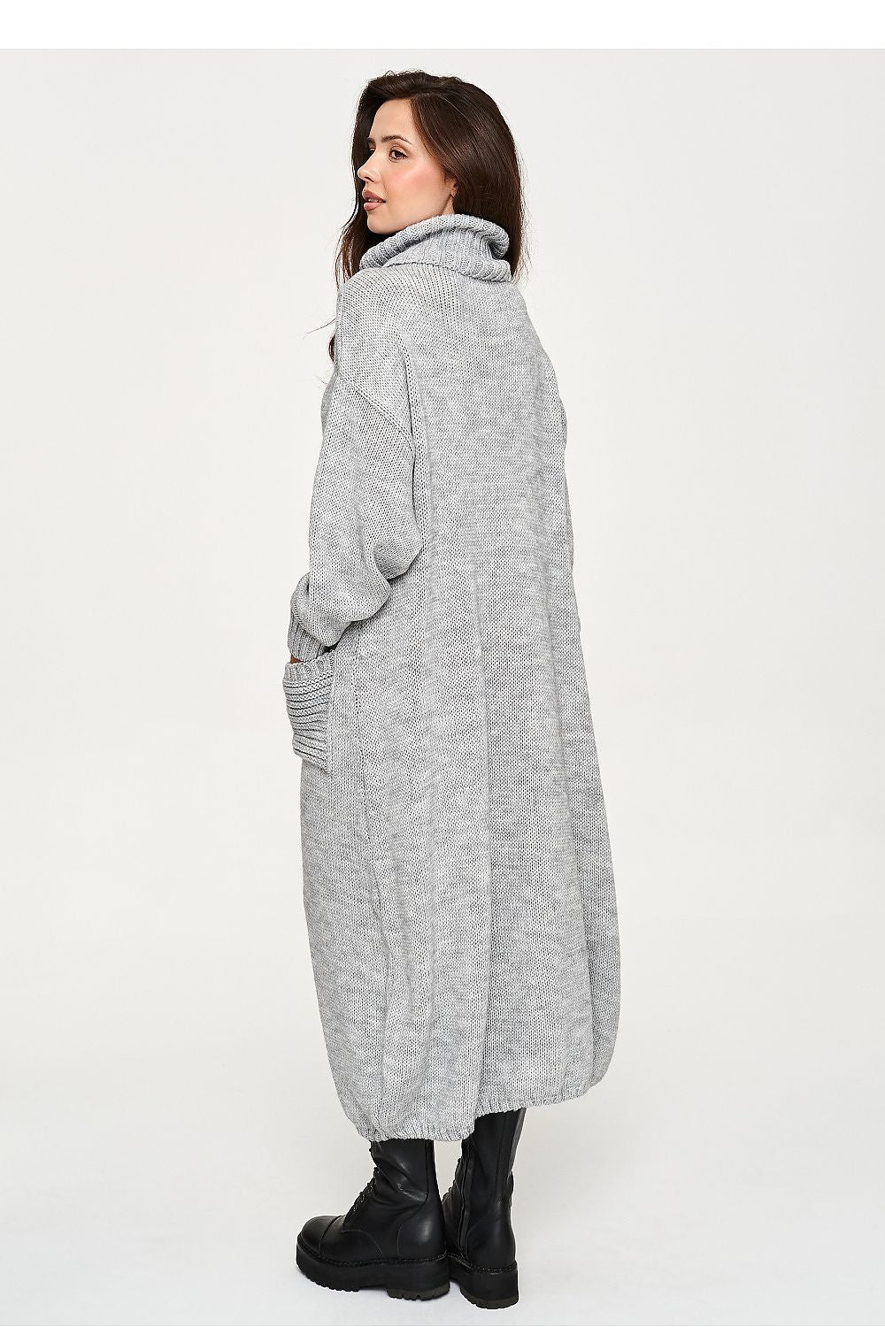 Silver Retreat Pocket Turtleneck Sweater Dress – Grey