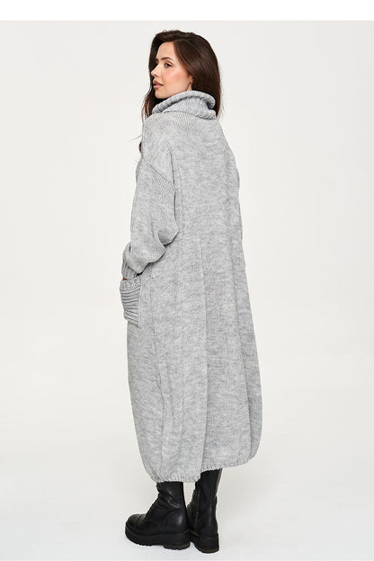 Silver Retreat Pocket Turtleneck Sweater Dress – Grey