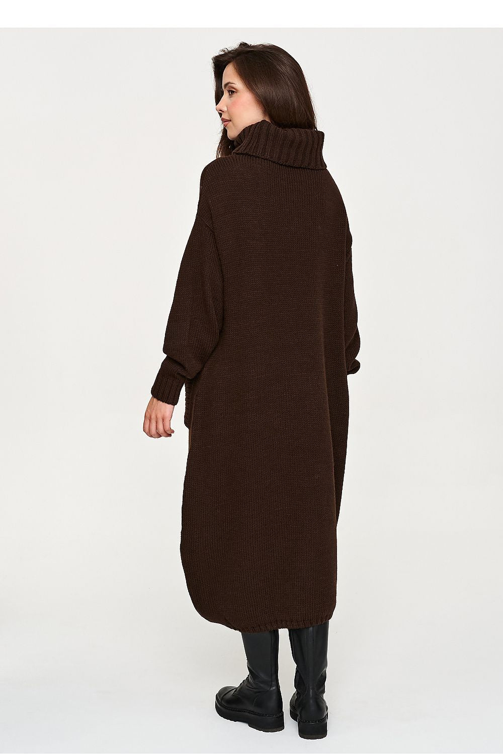 Cocoa Retreat Pocket Turtleneck Sweater Dress – Brown