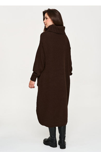 Cocoa Retreat Pocket Turtleneck Sweater Dress – Brown