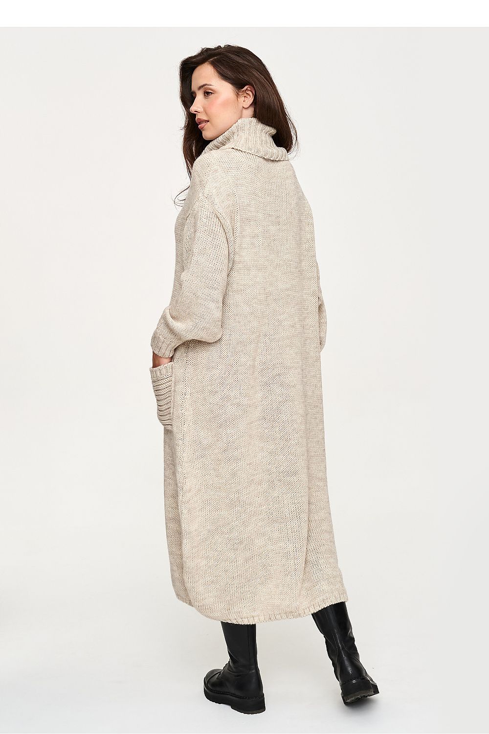 Dune Retreat Pocket Turtleneck Sweater Dress – Beige