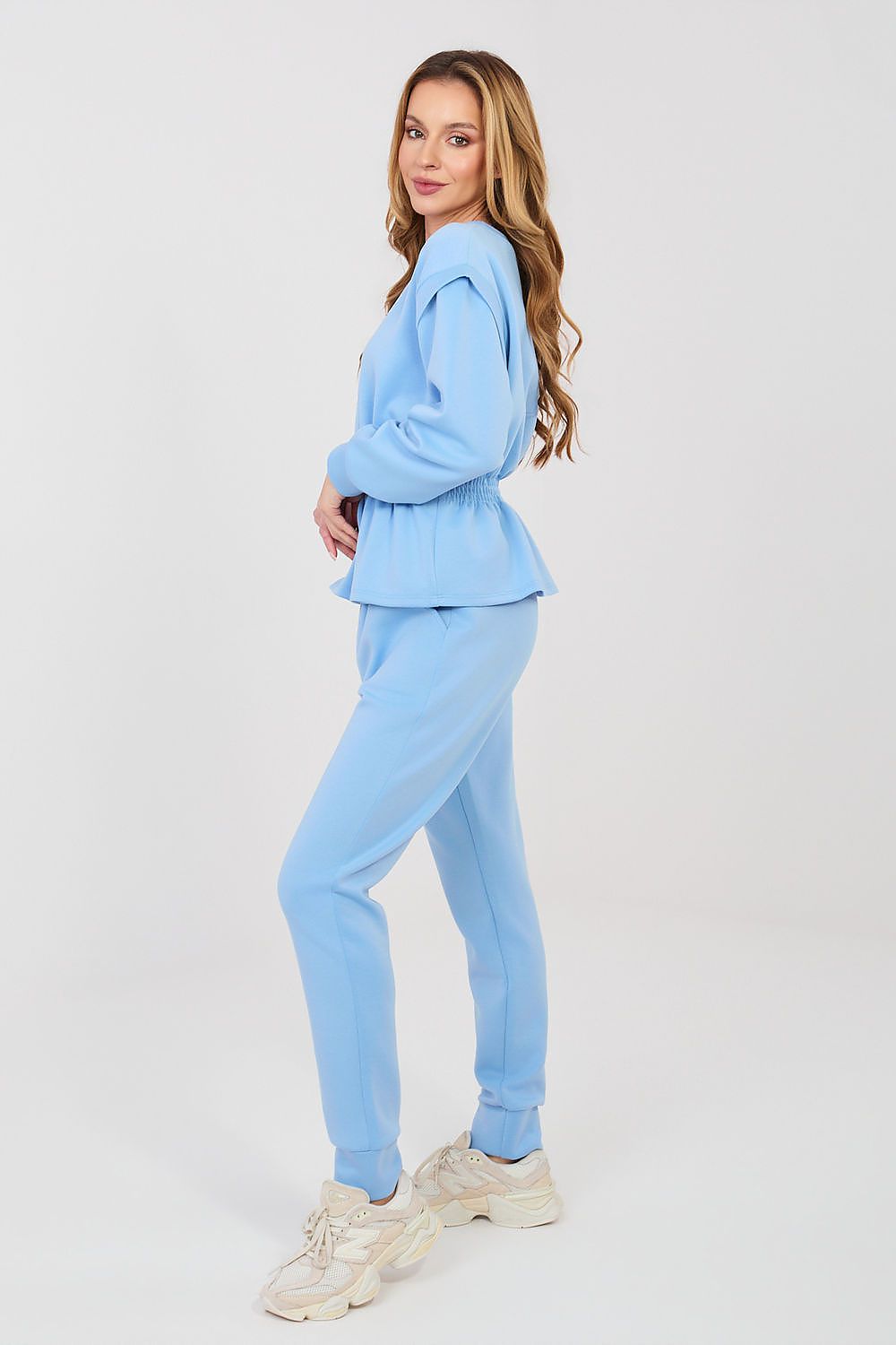 Gathered Track Cuff-Hem Sweatshirt Set