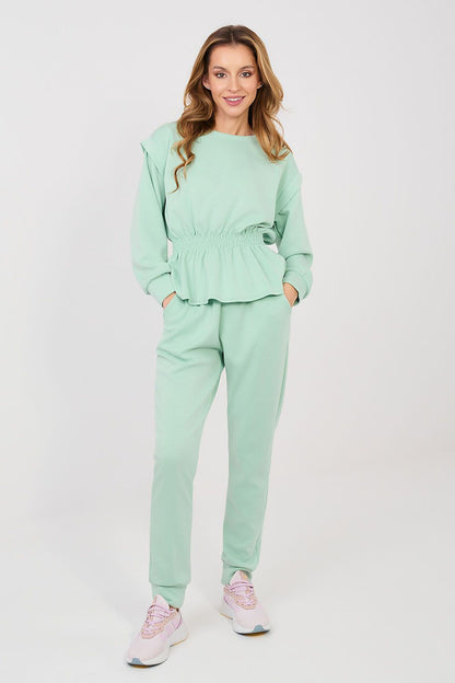 Gathered Track Cuff-Hem Sweatshirt Set