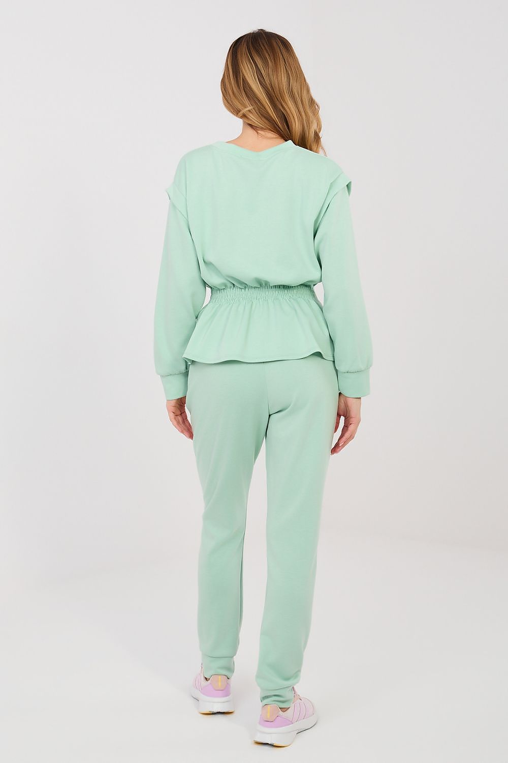 Gathered Track Cuff-Hem Sweatshirt Set