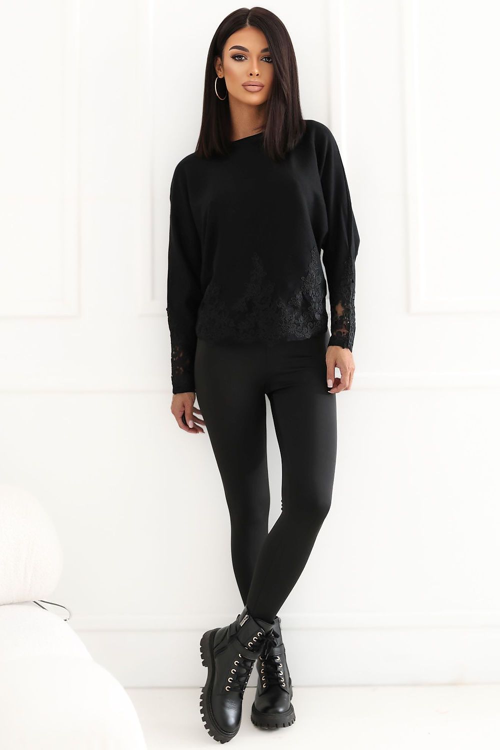 Lace Drift Batwing Sweater – Black — product photograph
