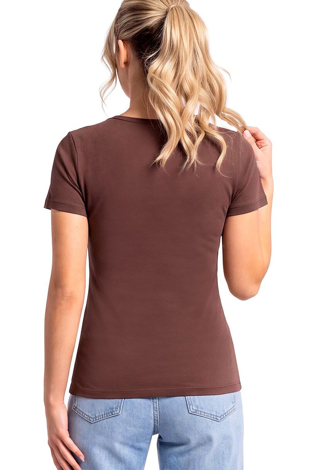 Cocoa Everyday Round-Neck Cotton-Blend Tee – Brown