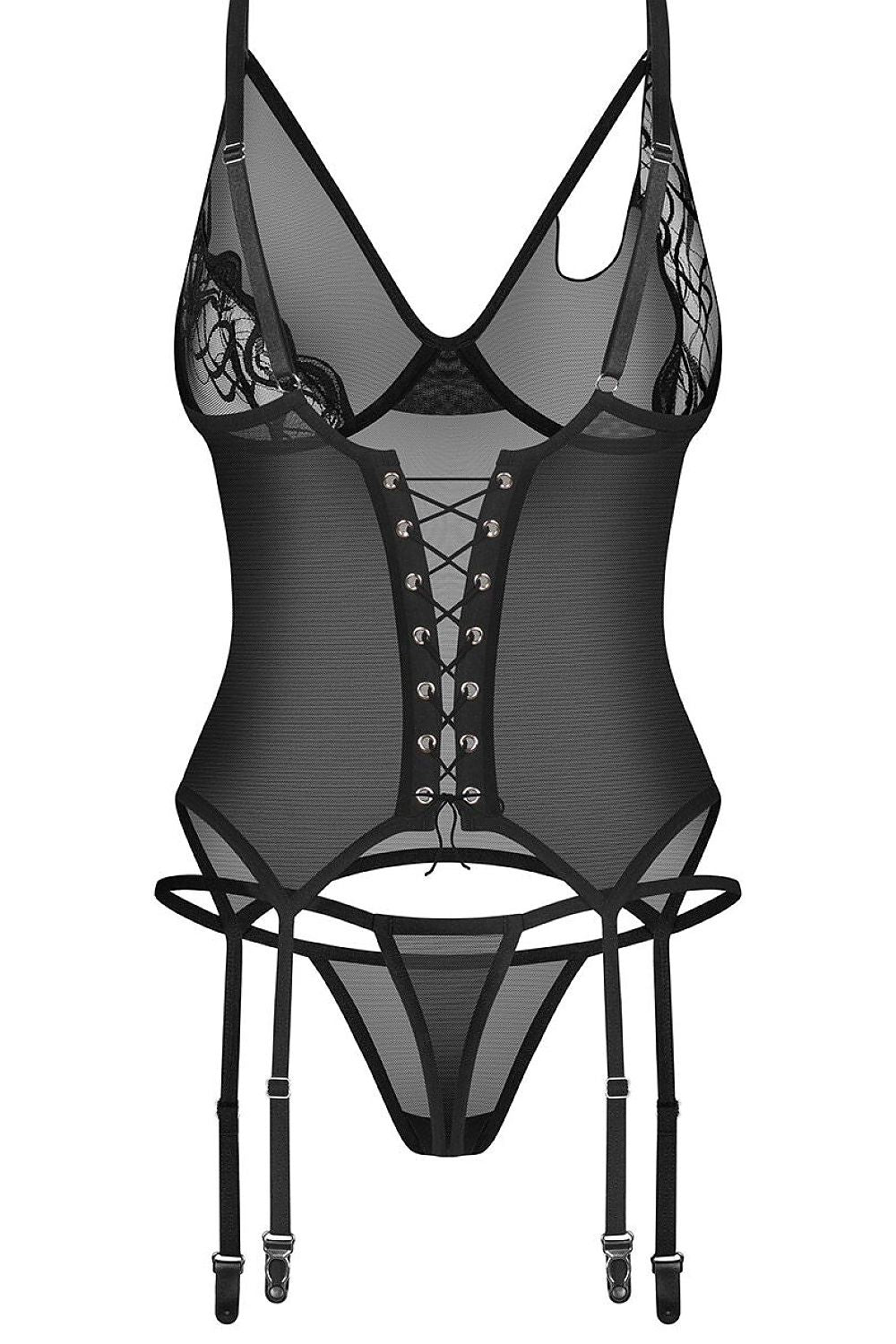One-Sided Story Black Corset & Thong Set — product photograph