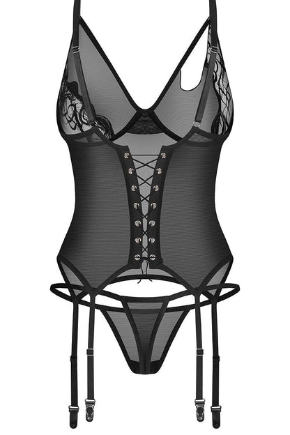 One-Sided Story Black Corset & Thong Set — product photograph