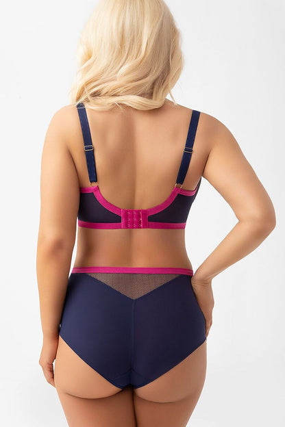 Midnight Bloom Navy Embroidered Soft-Cup Bra — product photograph
