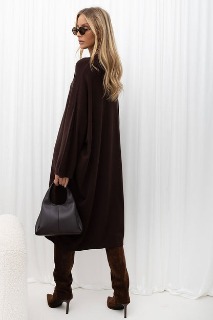 Chestnut Prelude Button-Detail Knit Midi Dress — view 2