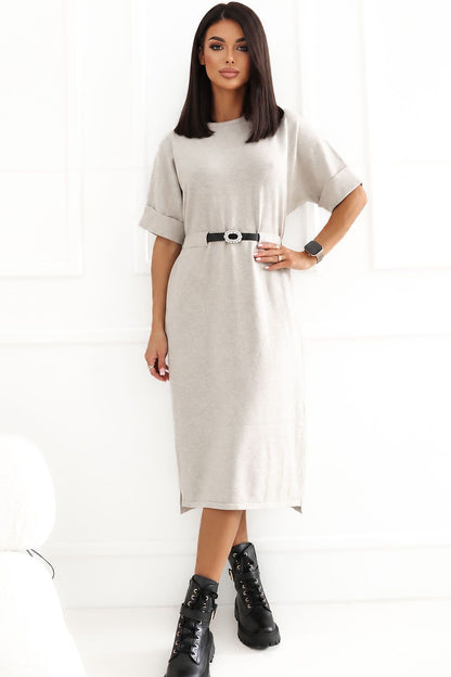 Sand Meridian Kimono-Sleeve Midi Dress – Beige — view 1