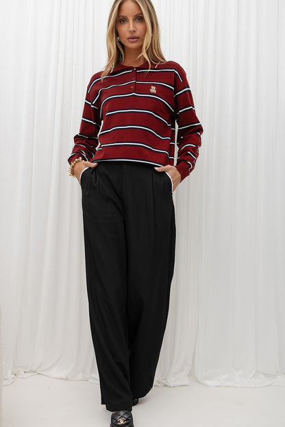 Afterword Pleated Wide-Leg Pants – Black — view 2