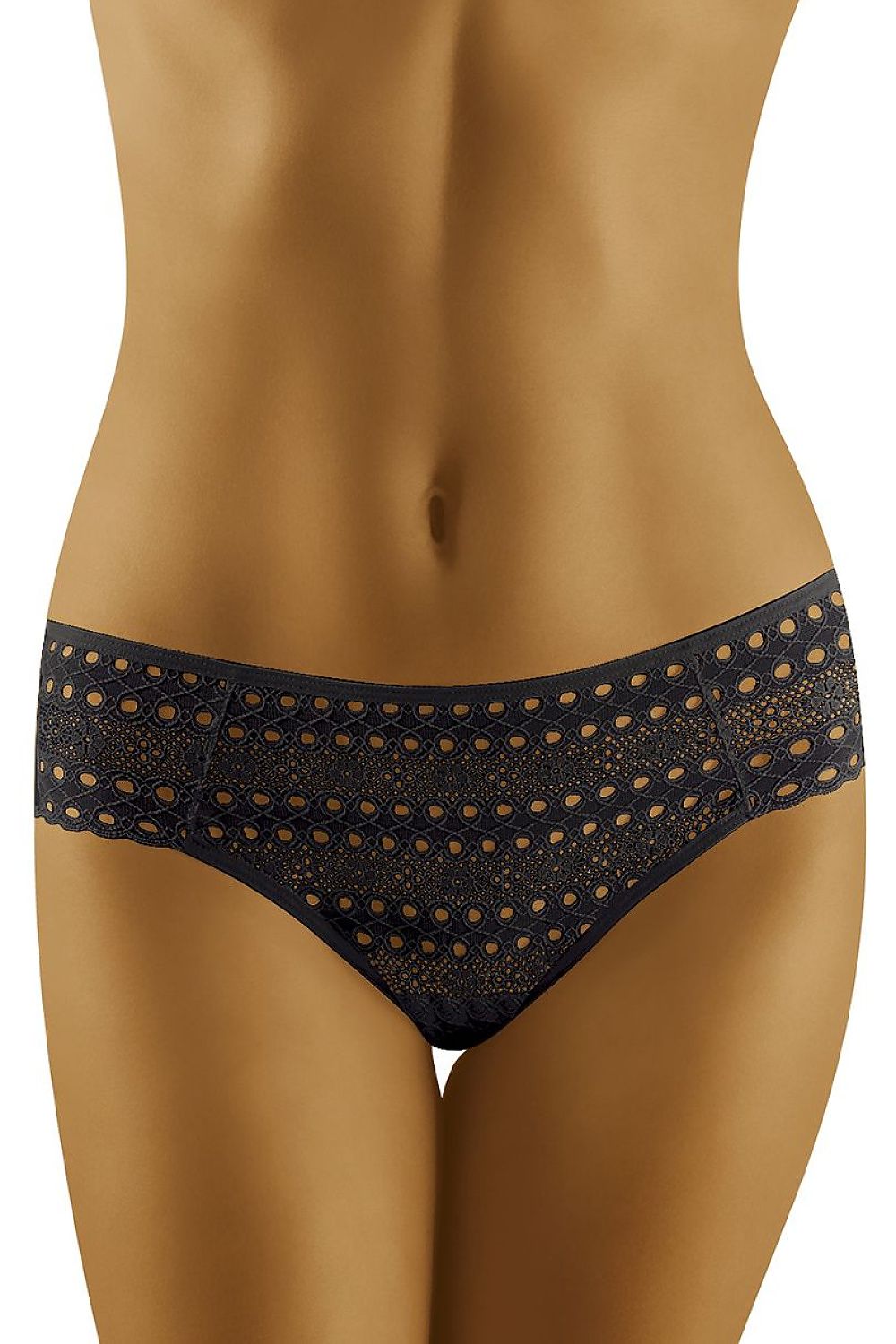 Lace Imprint Cotton-Rich Briefs – Black — view 1
