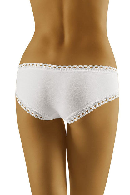 White Hemline Lace-Trim Cotton Briefs — view 2