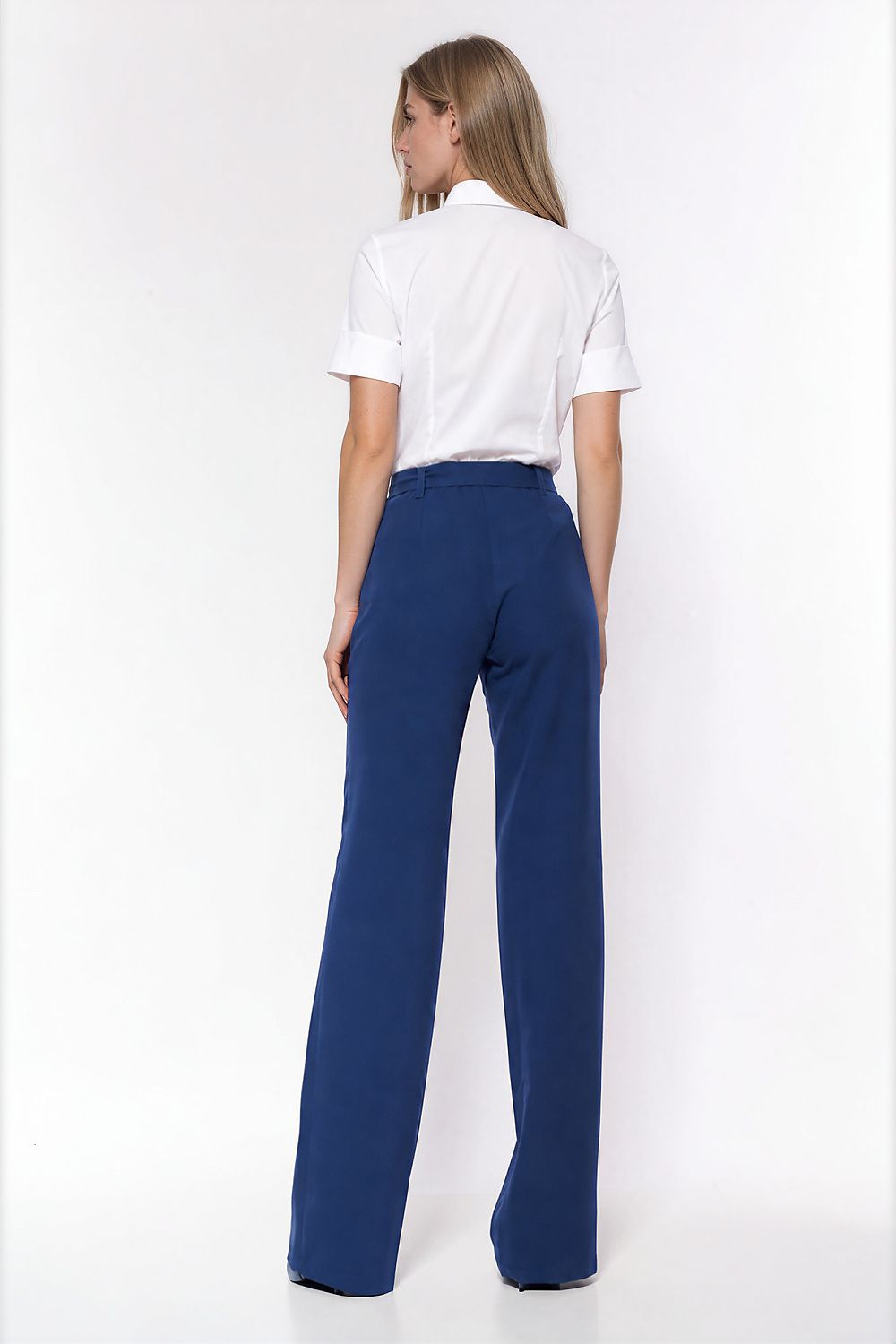White Prelude Pleated-Neck Short-Sleeve Shirt — view 3