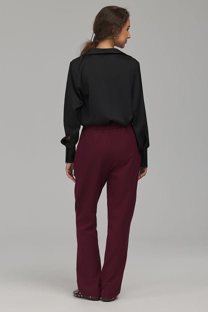 Midnight Fold Cowl-Neck Satin-Effect Blouse – Black — view 3