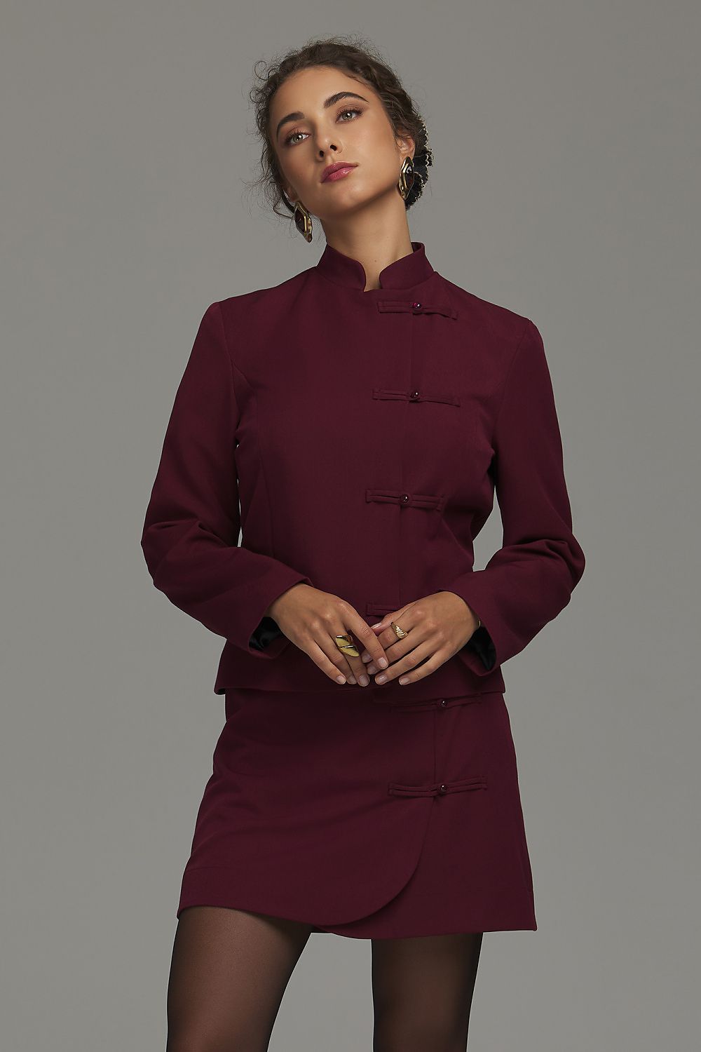 Crimson Counterpoint Stand-Collar Jacket – Red — view 2
