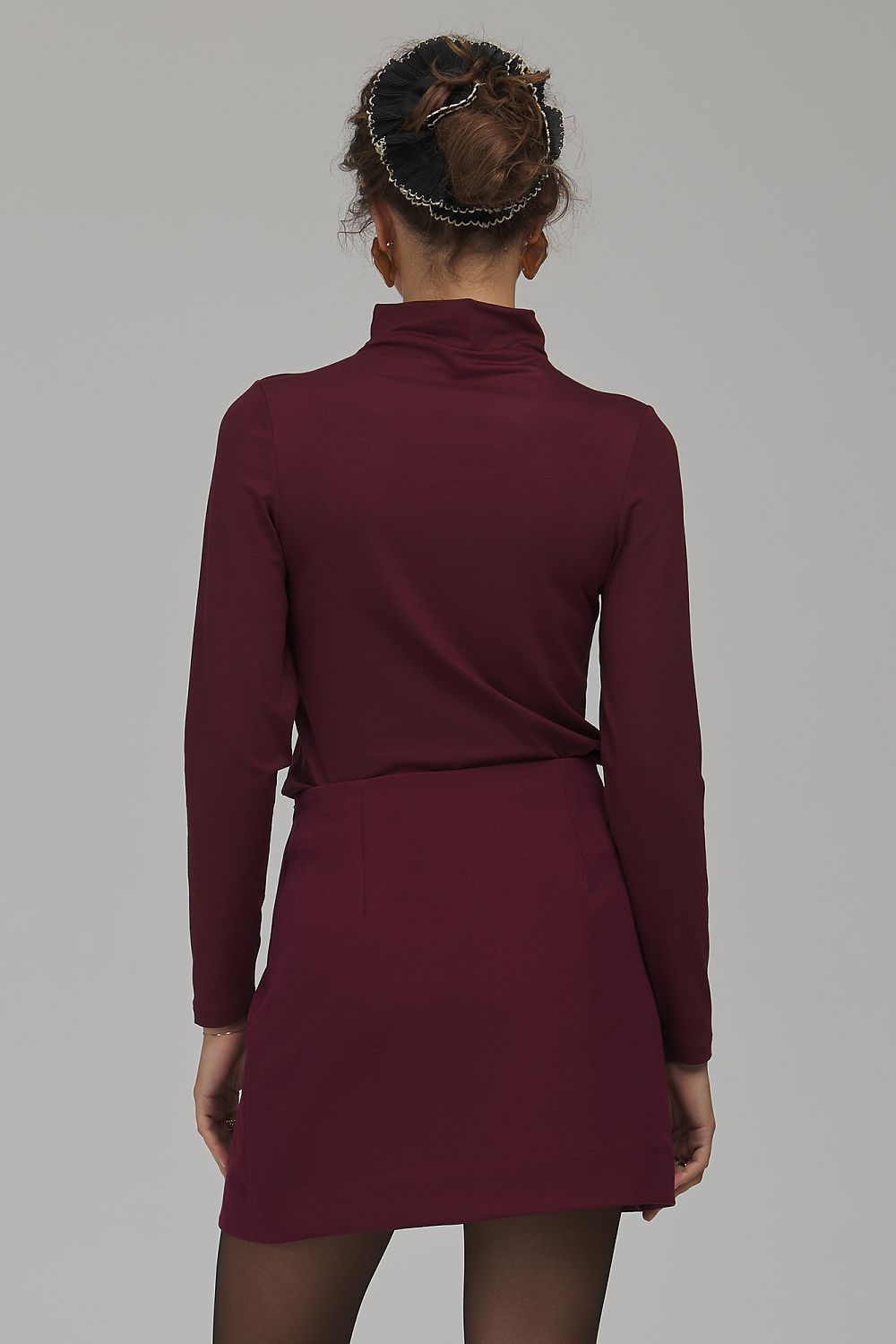 Scarlet Turn Button-Detail Mini Skirt – Red — view 3
