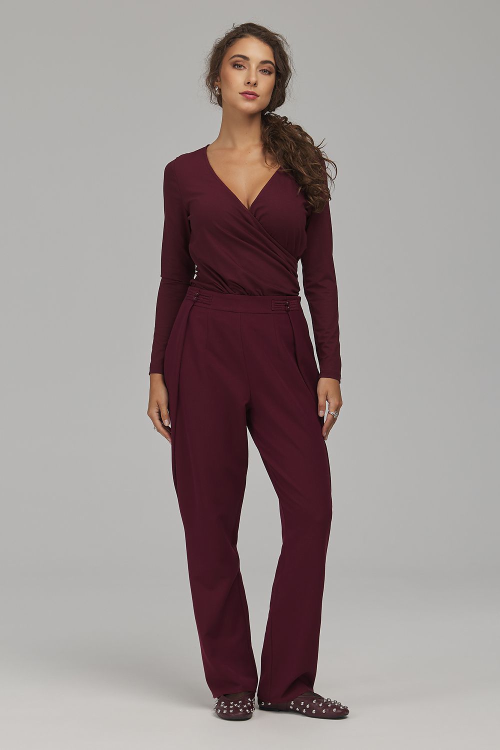 Scarlet Foldover Tapered Trousers – Red — view 2