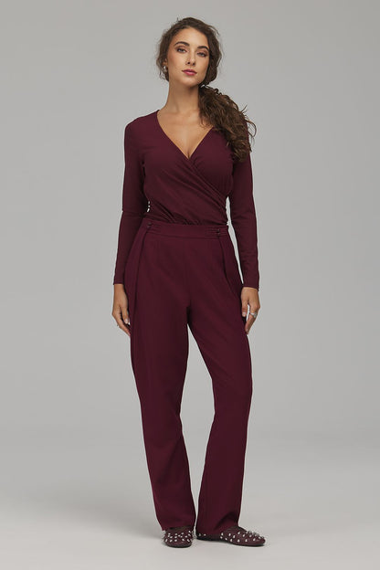 Scarlet Foldover Tapered Trousers – Red — view 2