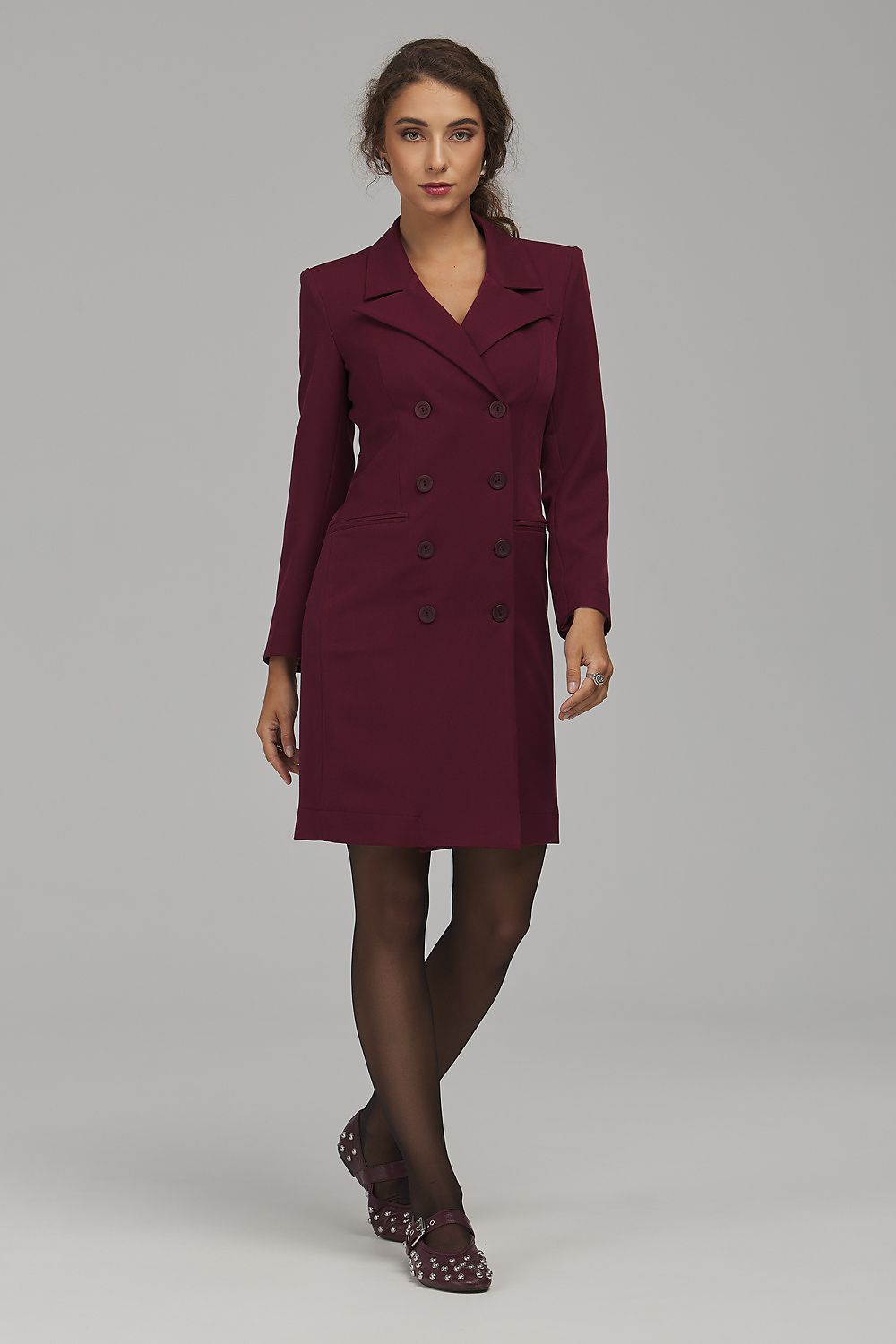 Scarlet Authority Double-Breasted Blazer Dress – Red — view 1
