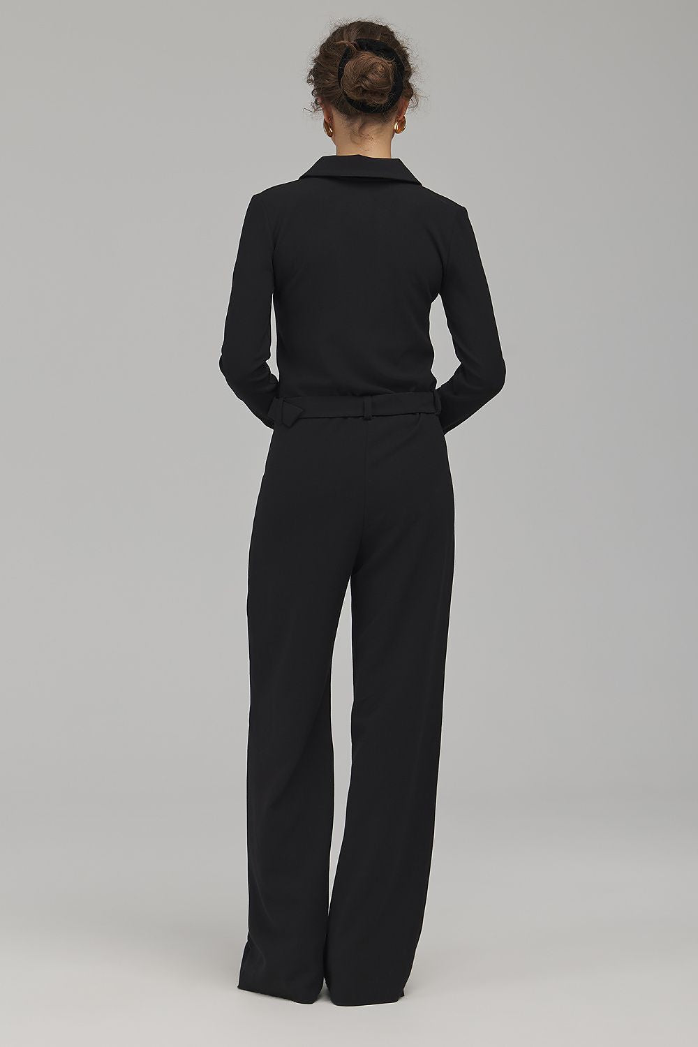 Noir Command Collar-Belt Jumpsuit – Black — view 3