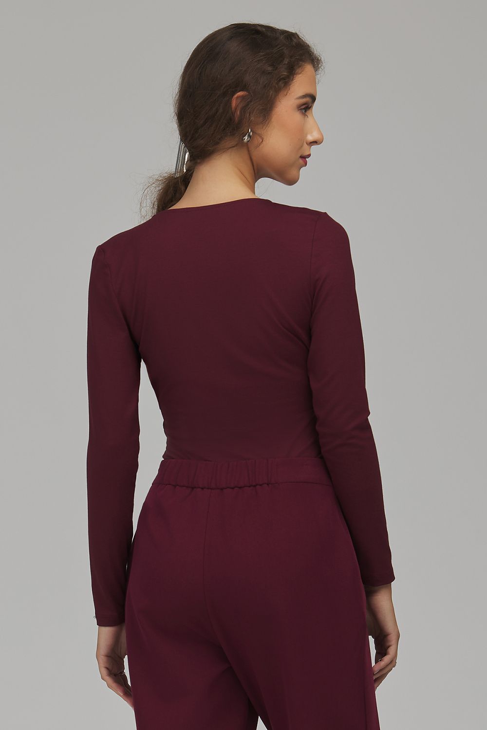 Scarlet Line Wrap-Neck Viscose Blouse – Red — view 3