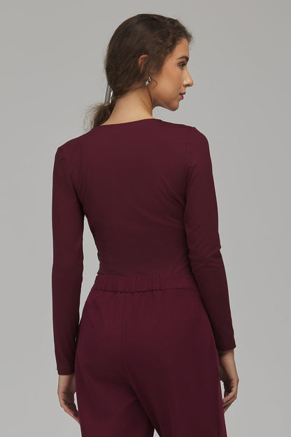 Scarlet Line Wrap-Neck Viscose Blouse – Red — view 3