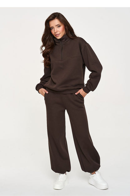 Mocha Interval Half-Zip Wide-Leg Set – Brown — view 1